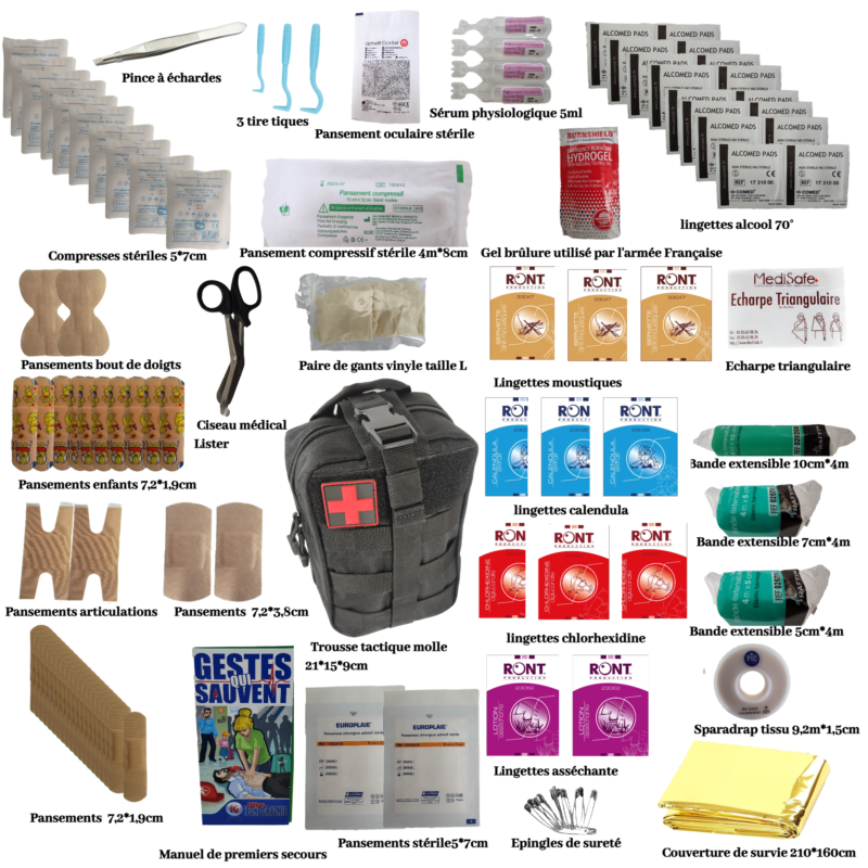 Trousse de secours noire tactique complète